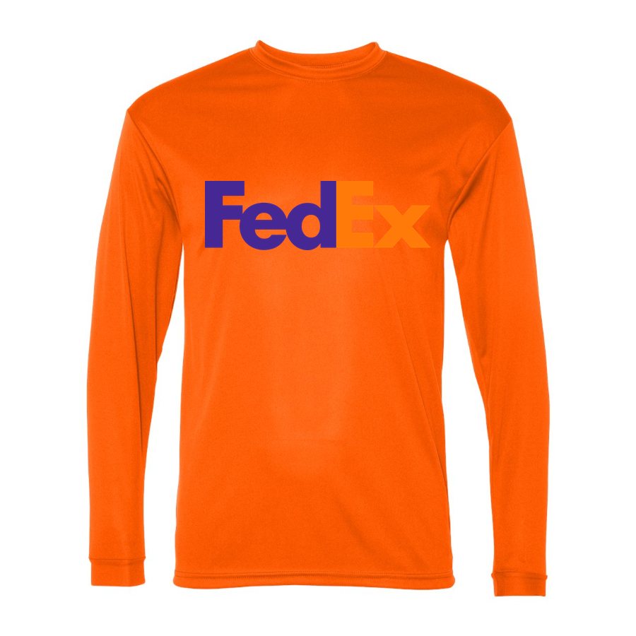 Men's FedEx Polyester Long Sleeve T-Shirt - Safety Orange