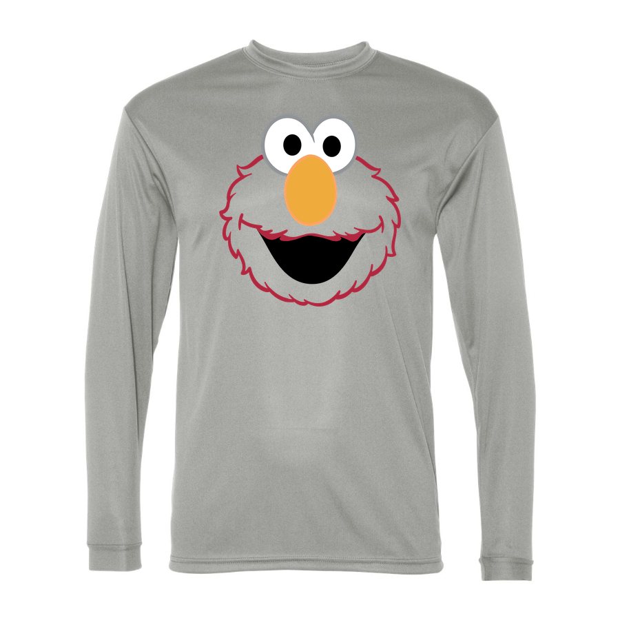 Men's Elmo Face Polyester Long Sleeve T-Shirt - Silver