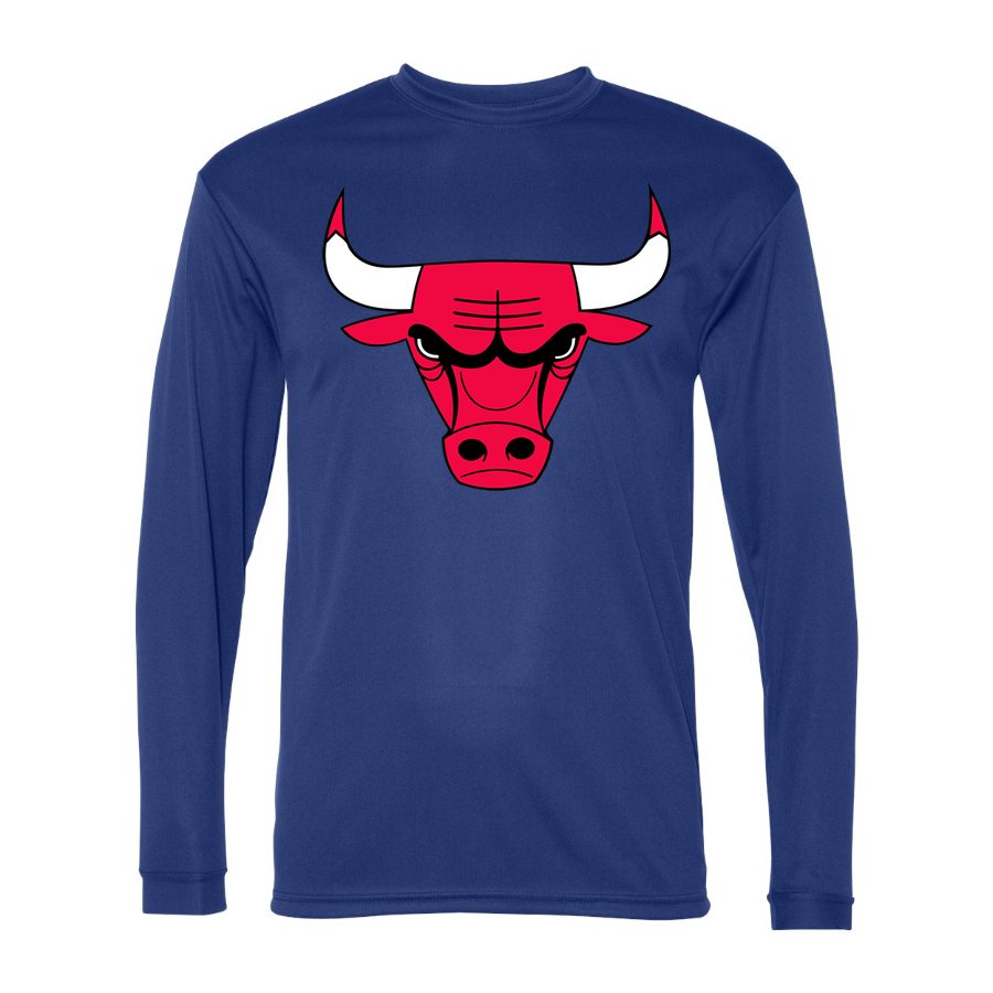 Men's Chicago Bulls Polyester Long Sleeve T-Shirt - Royal Blue