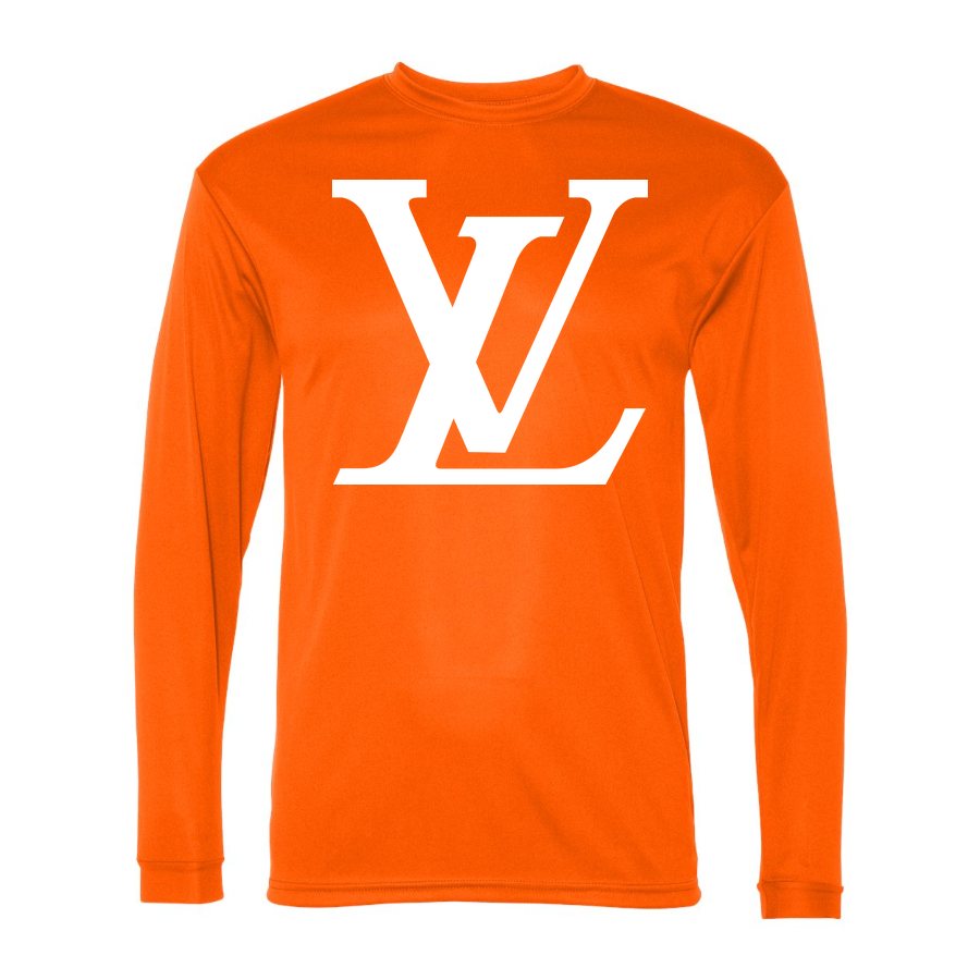 Men's Louis Vuitton white Polyester Long Sleeve T-Shirt - Safety Orange