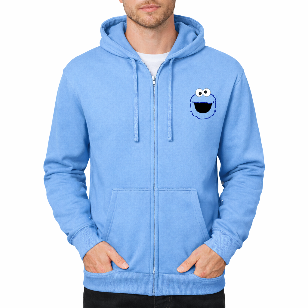 Cookie Monster Zipper Hoodie - Sky Blue