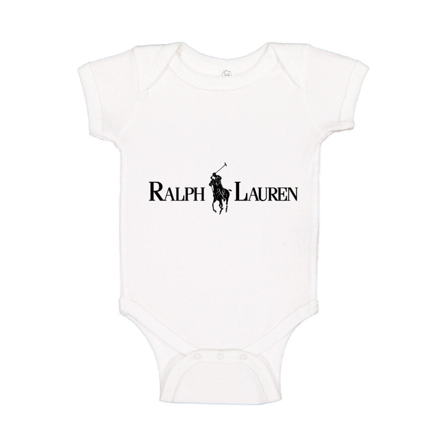 Polo Ralph Lauren Black Logo Baby Romper Onesie - White