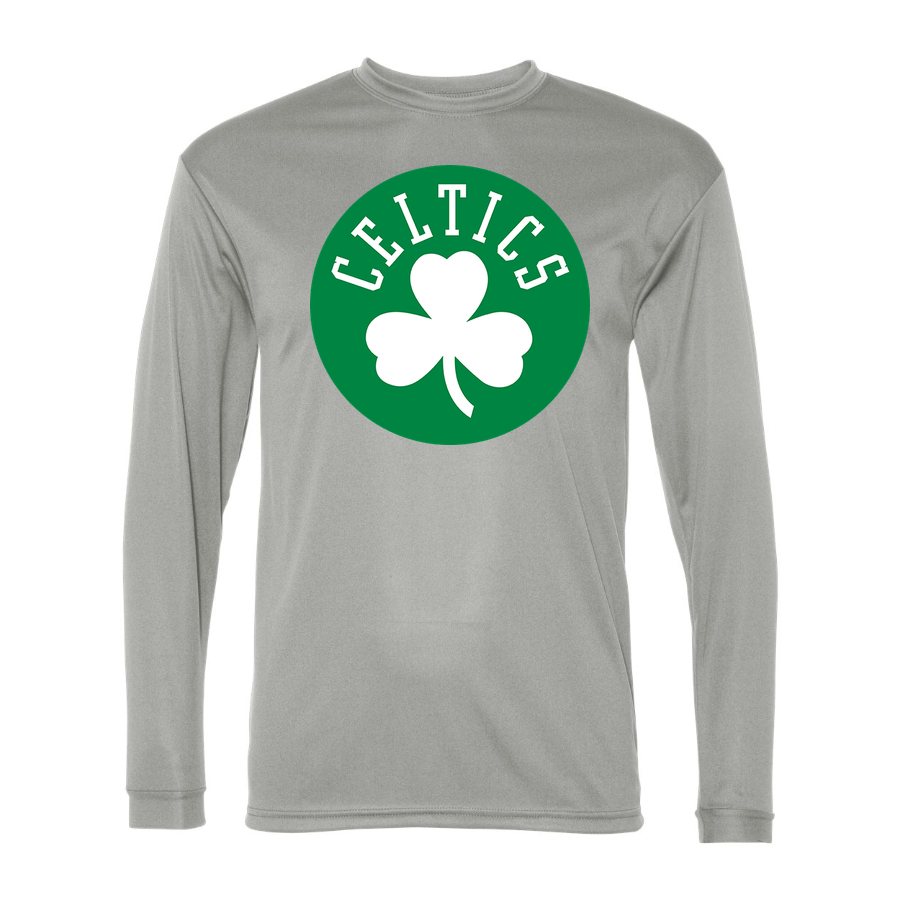 Men's Boston Celtics Polyester Long Sleeve T-Shirt - Silver