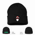 Merry Christmas Santa Beanie Hat - Black