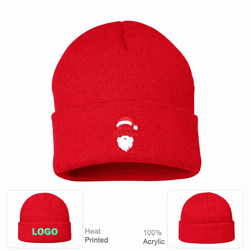 Merry Christmas Santa Beanie Hat - Red