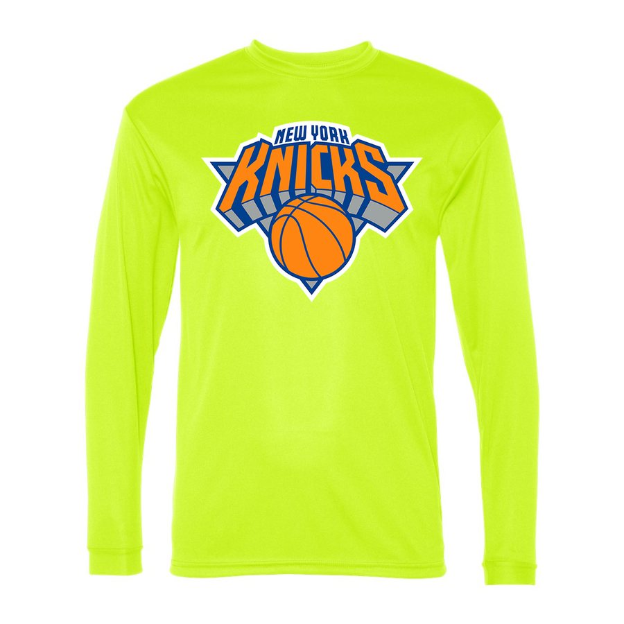 Men's New York Knicks Polyester Long Sleeve T-Shirt - Safety Yellow