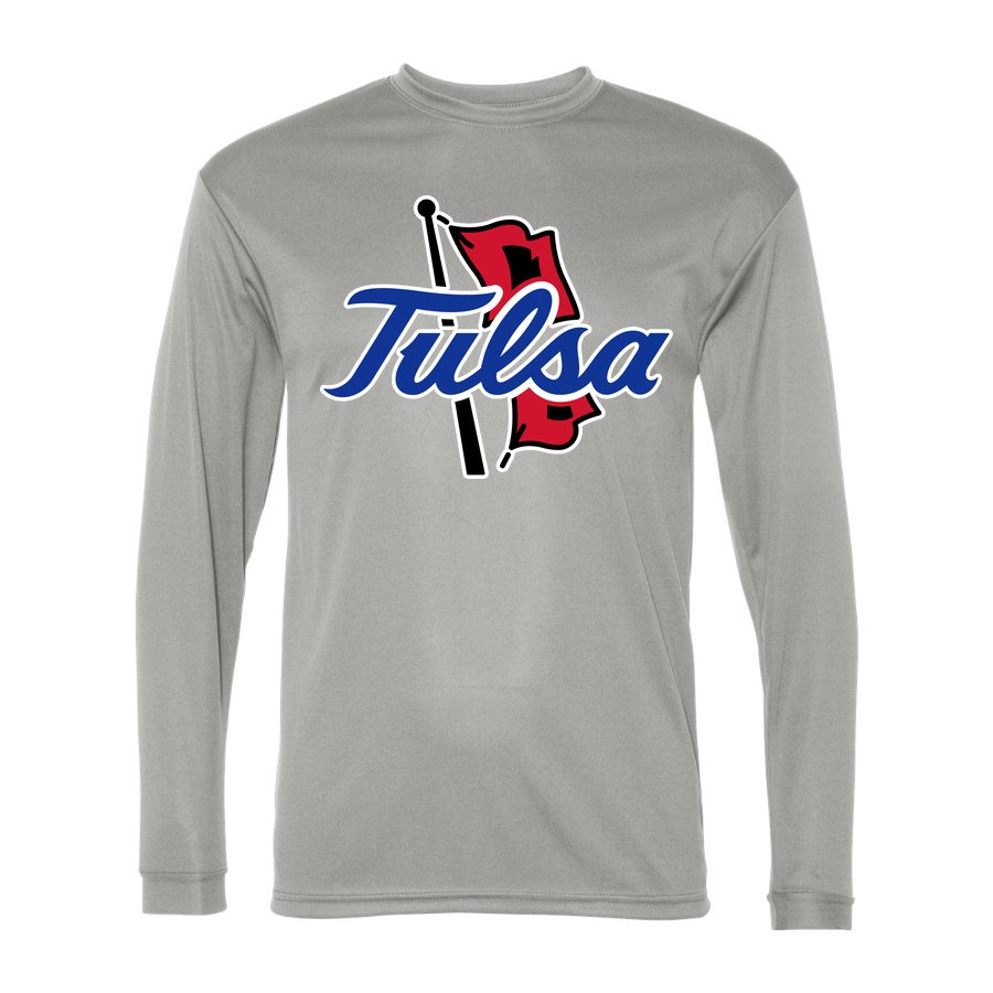 Men's Tulsa Golden Hurricane Polyester Long Sleeve T-Shirt - Silver