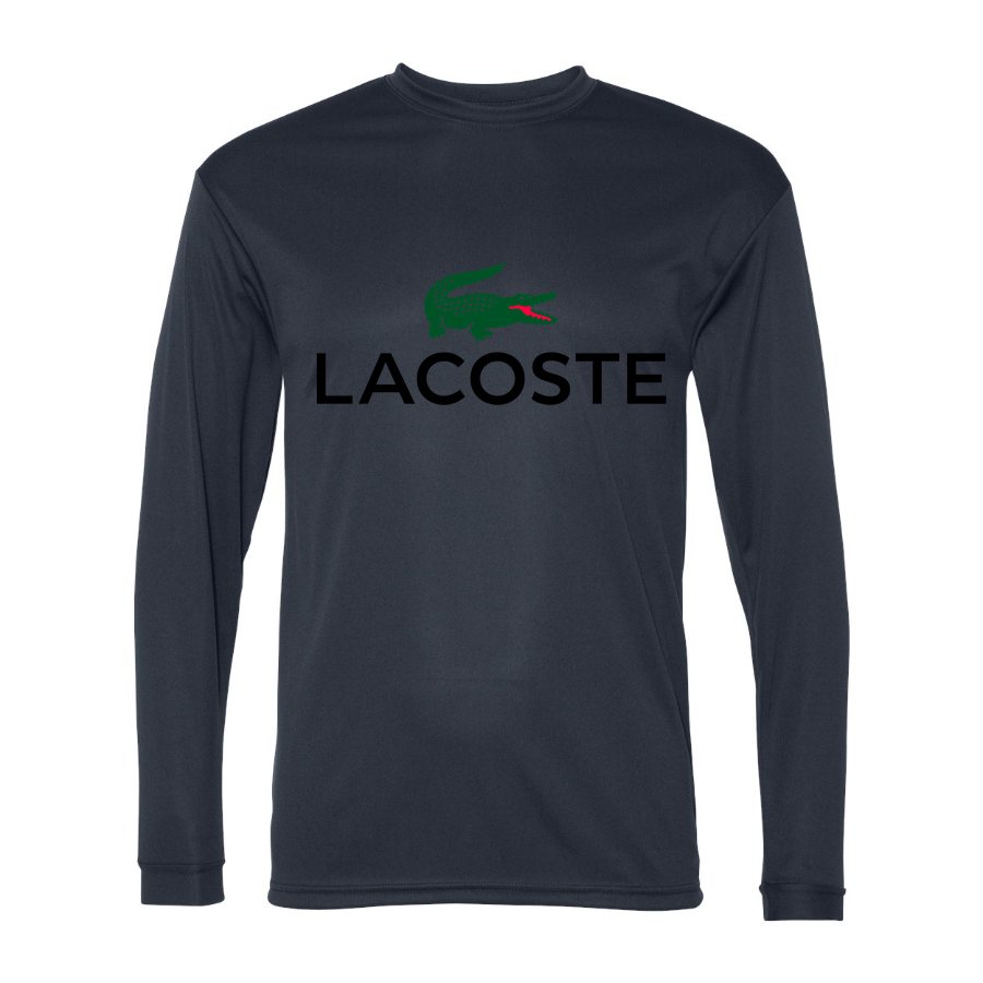 Men's Lacoste Polyester Long Sleeve T-Shirt - Navy