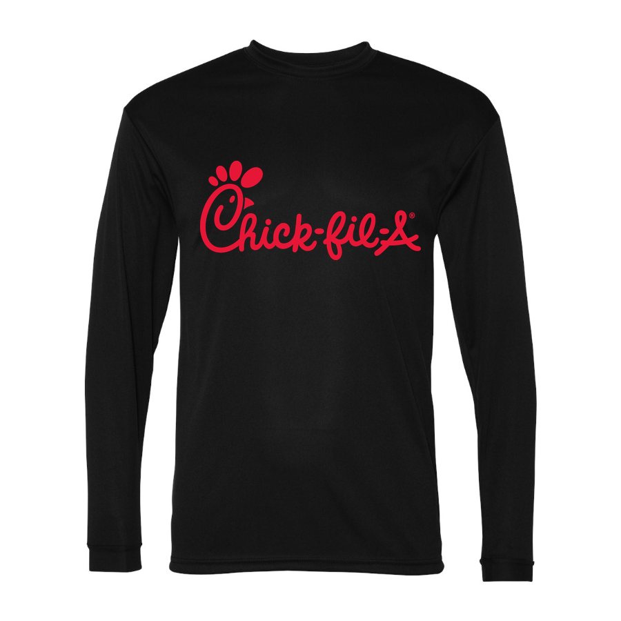 Men's Chick fil A Polyester Long Sleeve T-Shirt - Black