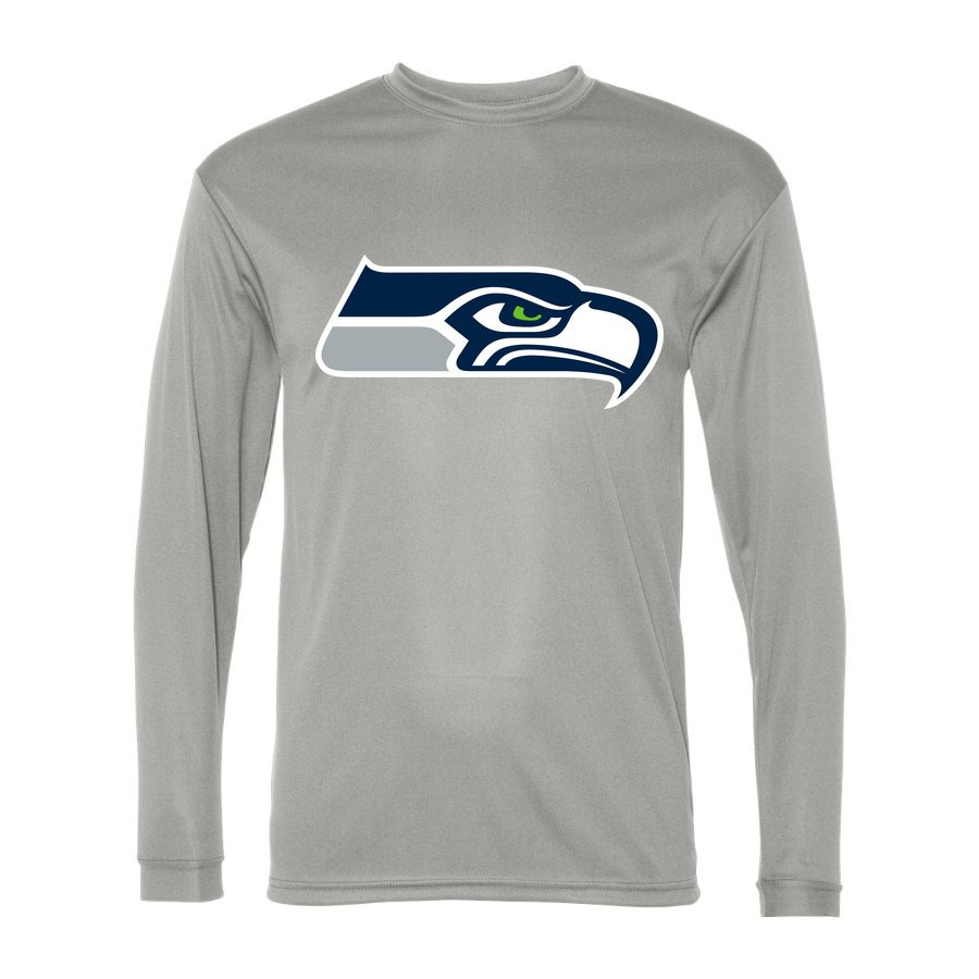 Men's Seattle Seahawks Polyester Long Sleeve T-Shirt - Silver