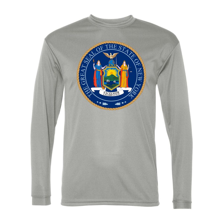 Men's New York Polyester Long Sleeve T-Shirt - Silver