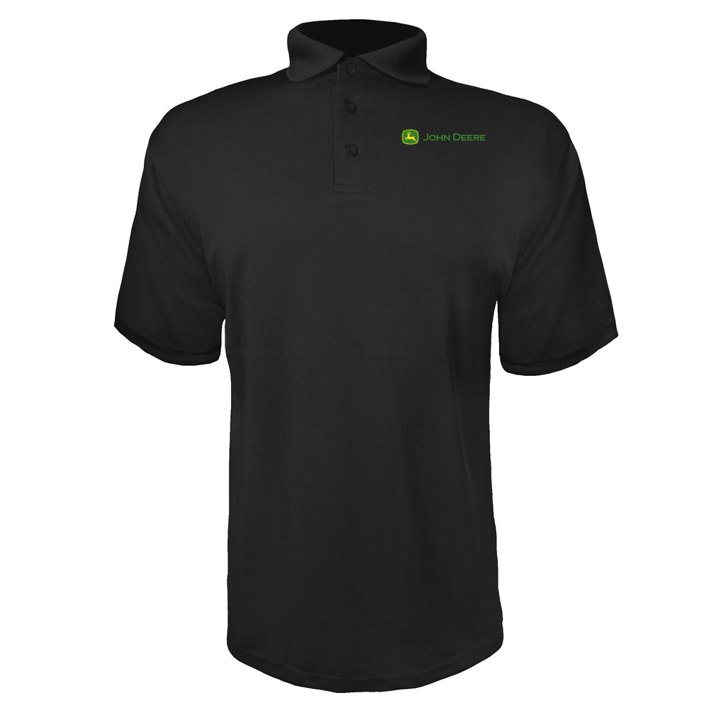 John Deere Design men's polyester polo in Black