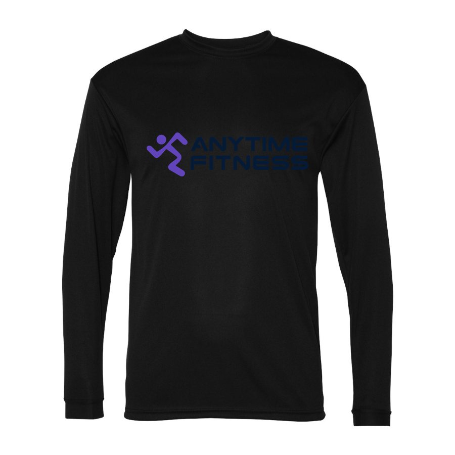 Men's Anytime Fitness Polyester Long Sleeve T-Shirt - Black