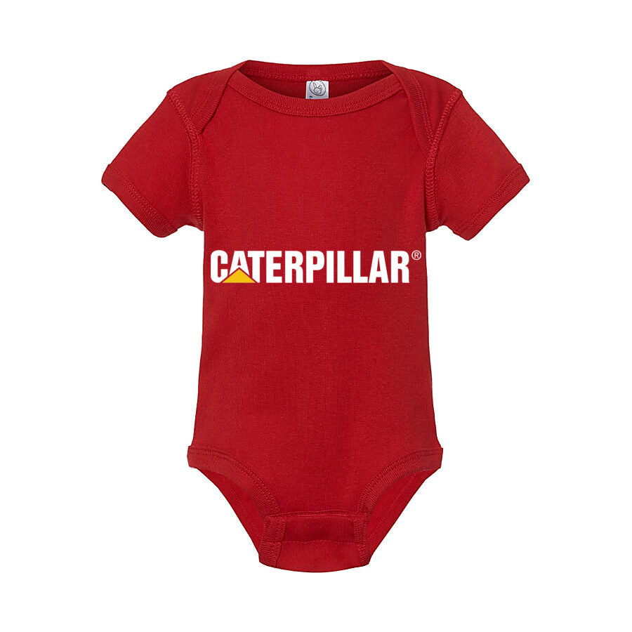 Caterpillar White Logo Baby Romper Onesie - Red