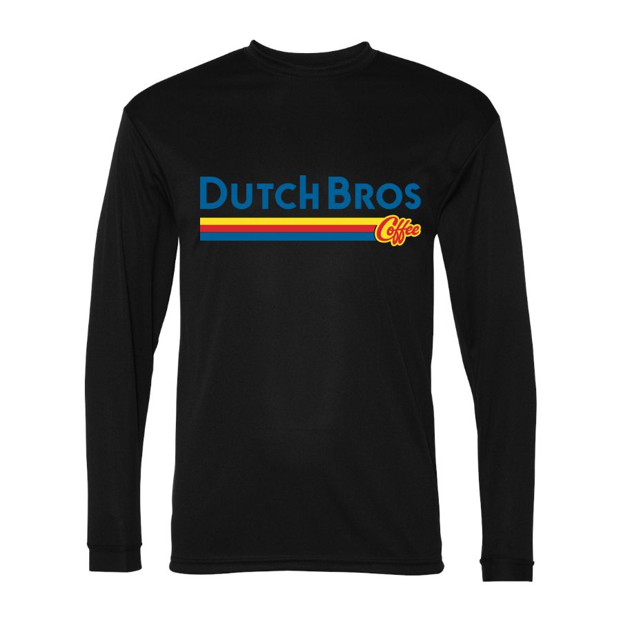 Men's Dutch Bros Coffee Polyester Long Sleeve T-Shirt - Black