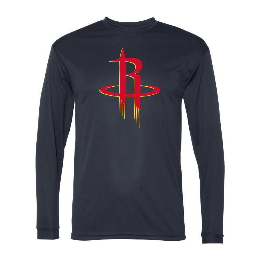 Men's Houston Rockets Polyester Long Sleeve T-Shirt - Navy