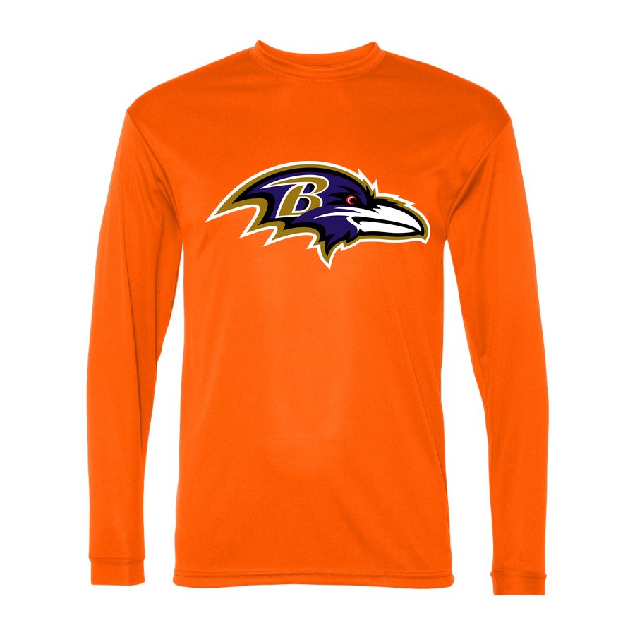 Men's Baltimore Ravens Polyester Long Sleeve T-Shirt - Safety Orange