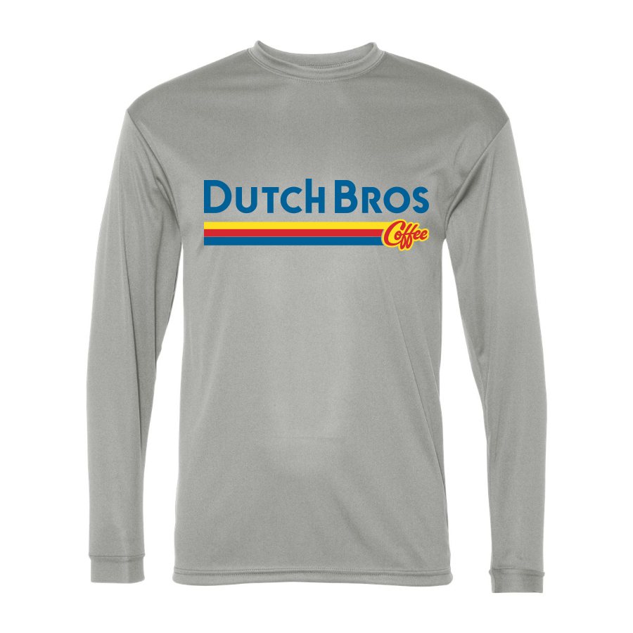 Men's Dutch Bros Coffee Polyester Long Sleeve T-Shirt - Silver