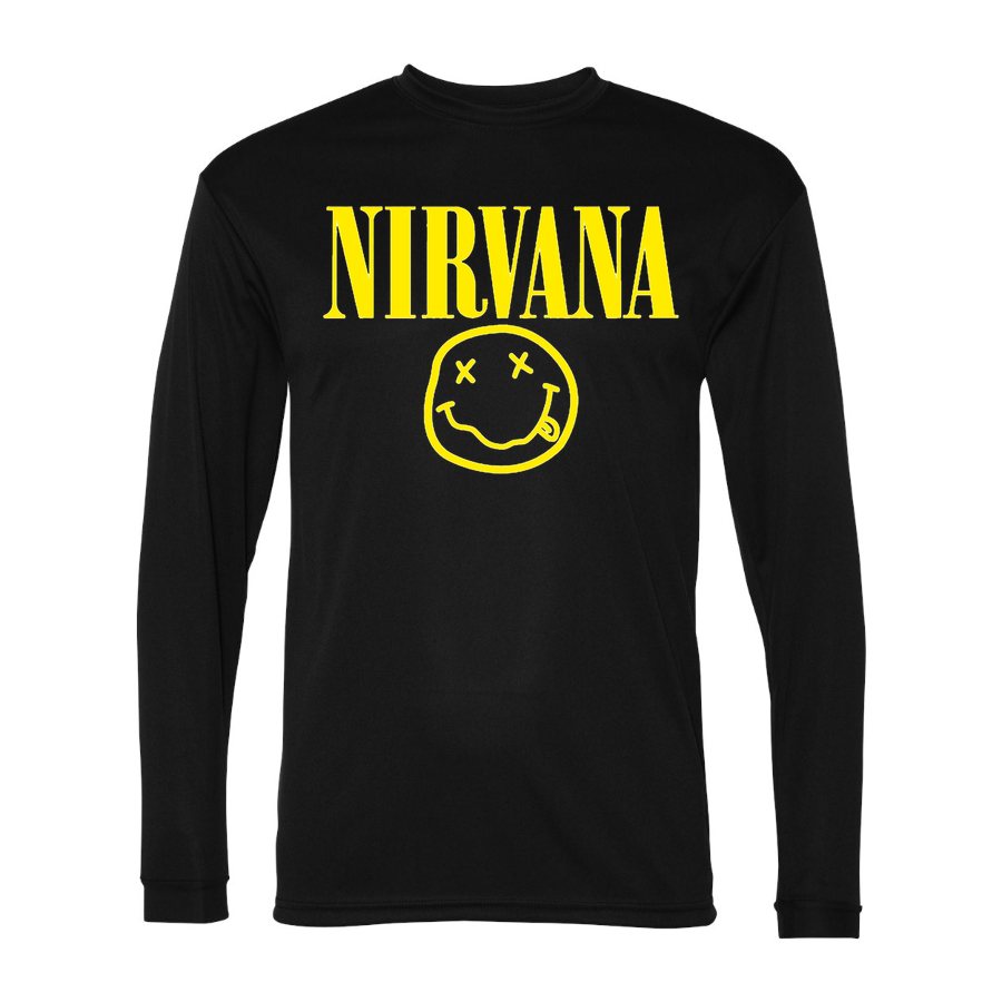 Men's Nirvana Polyester Long Sleeve T-Shirt - Black