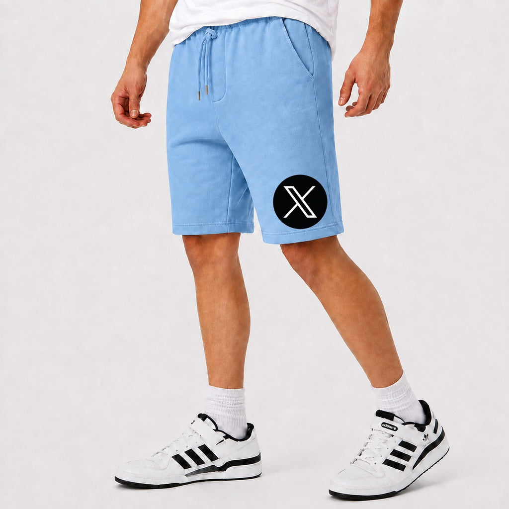 Men's Twitter X Cotton Shorts - Sky Blue