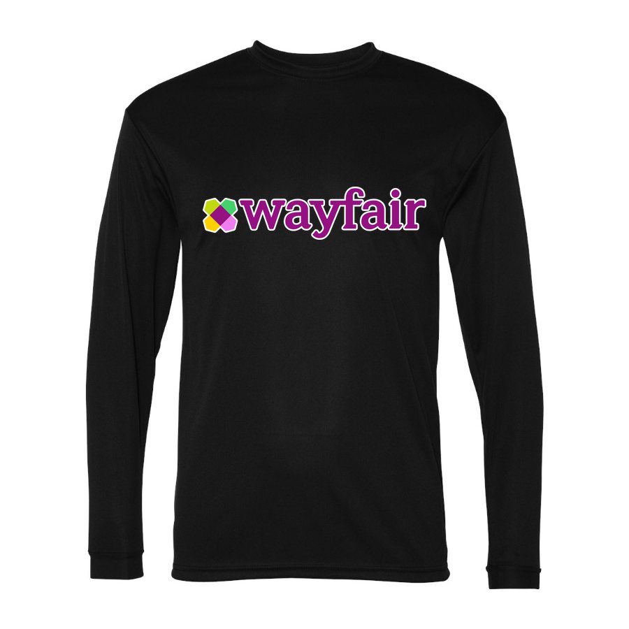 Men's Wayfair Polyester Long Sleeve T-Shirt - Black