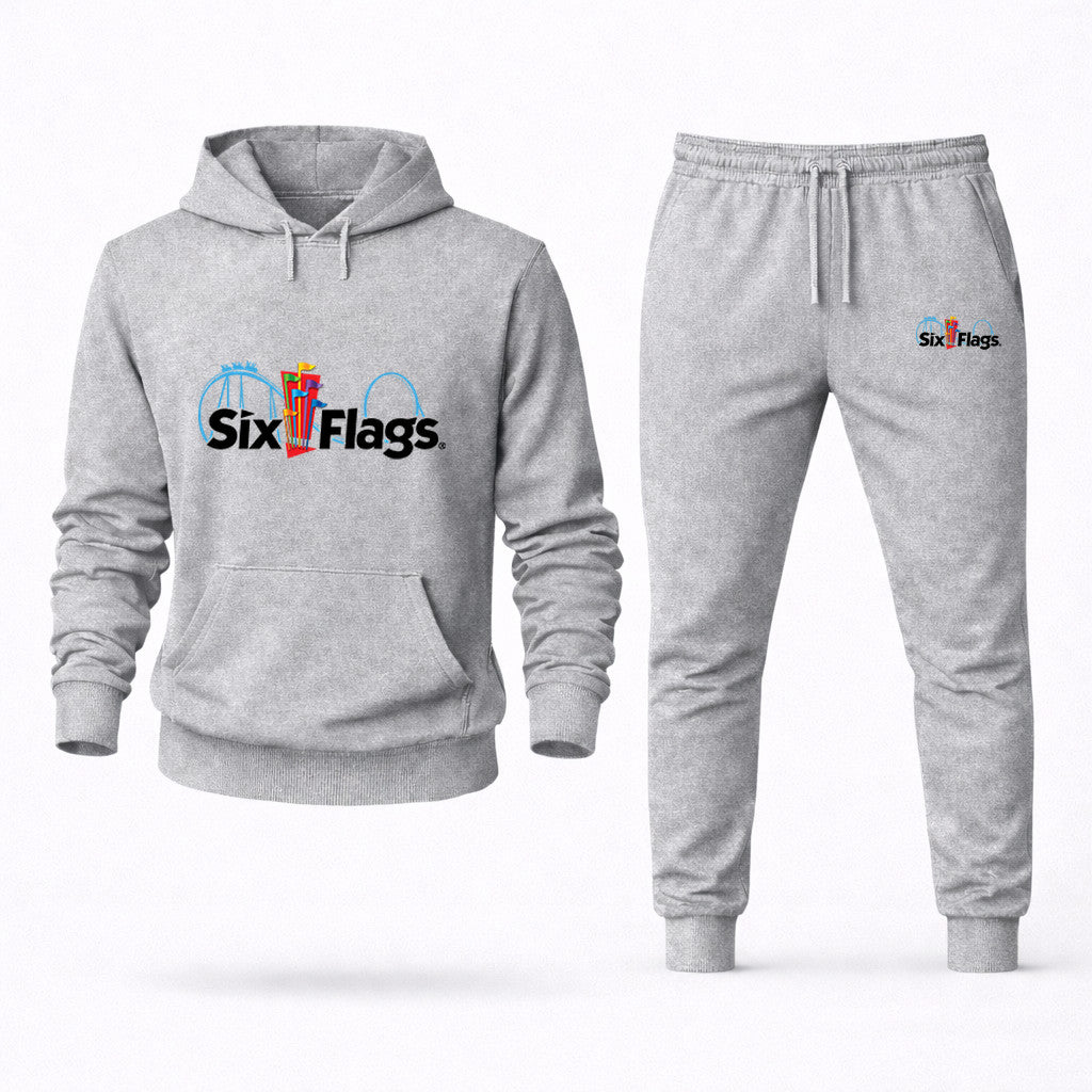 Six Flags Hoodie and Joggers Set - Grey