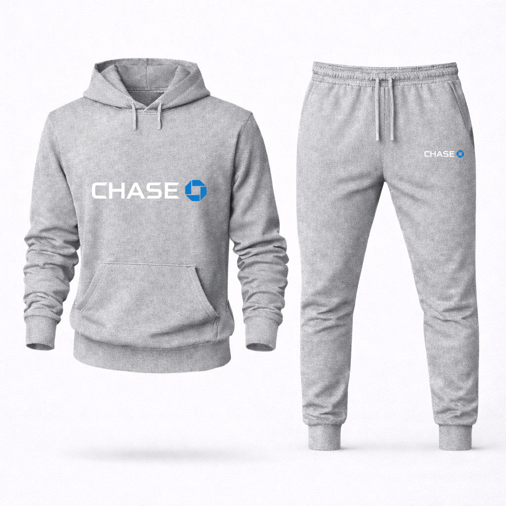 Chase White Hoodie and Joggers Set - Grey