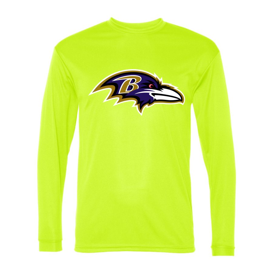 Men's Baltimore Ravens Polyester Long Sleeve T-Shirt - Safety Yellow