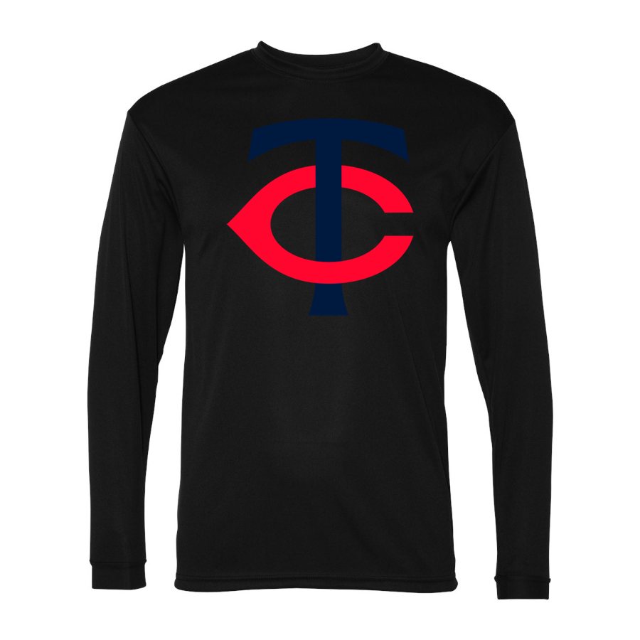 Men's Minnesota Twins Polyester Long Sleeve T-Shirt - Black