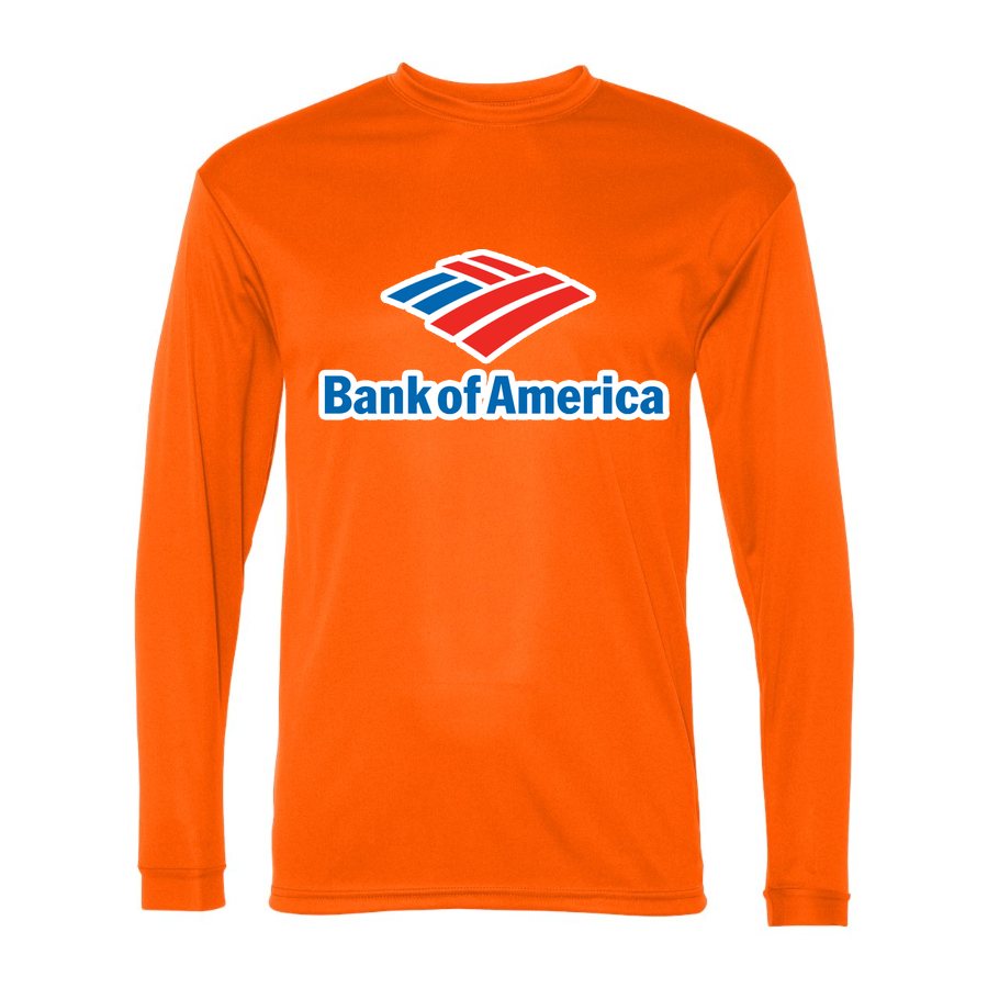 Men's Bank of America Polyester Long Sleeve T-Shirt - Safety Orange