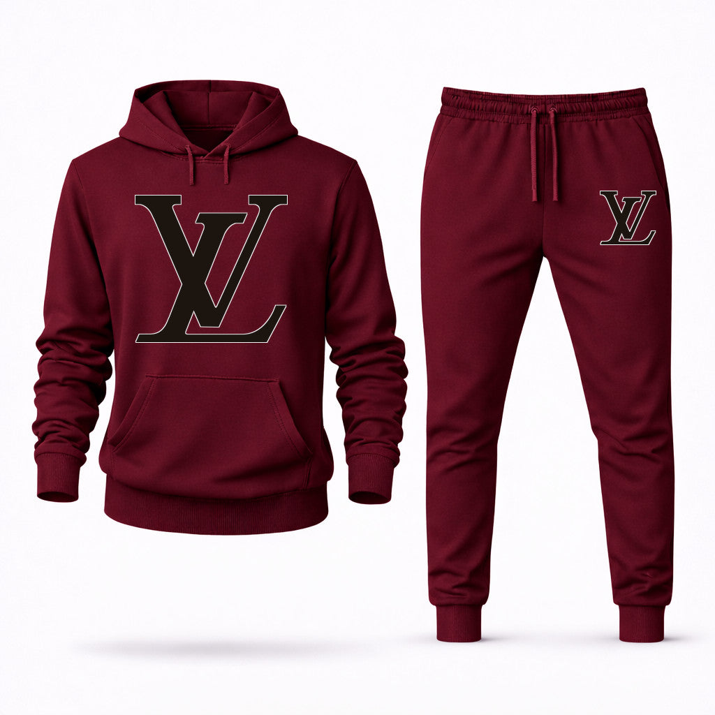 Louis Vuitton Hoodie and Joggers Set - Burgundy