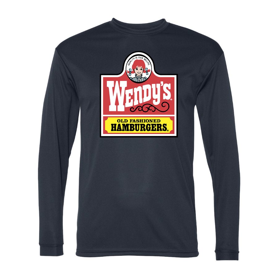 Men's Wendy's Polyester Long Sleeve T-Shirt - Navy