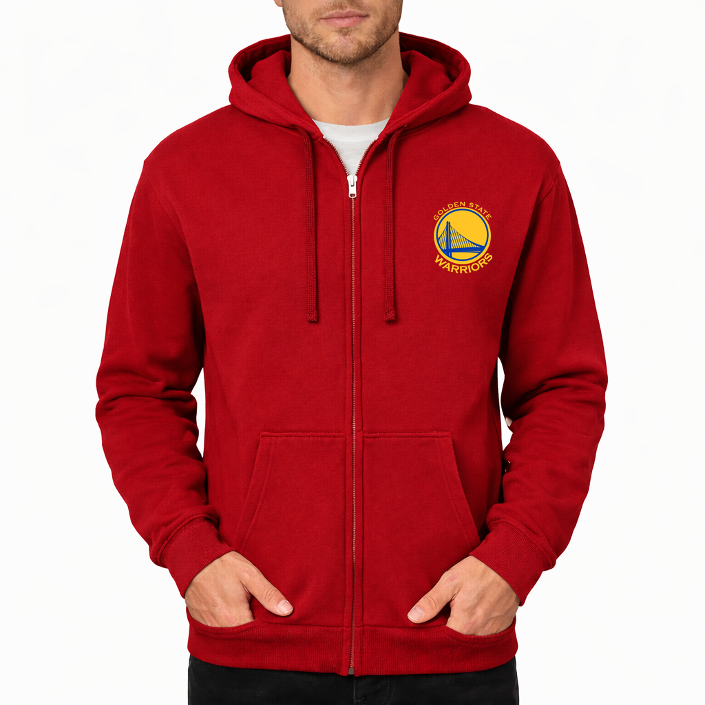 Men's Golden states warrior yellow Zipper Hoodie - Red
