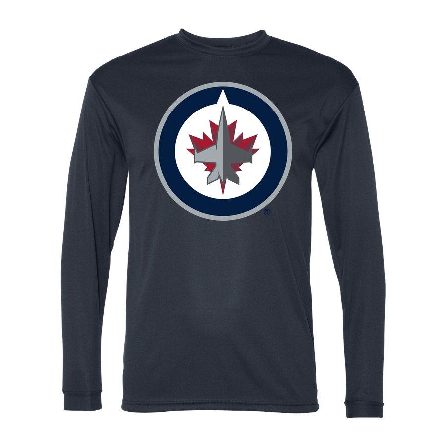 Men's Winnipeg Jets Polyester Long Sleeve T-Shirt - Navy