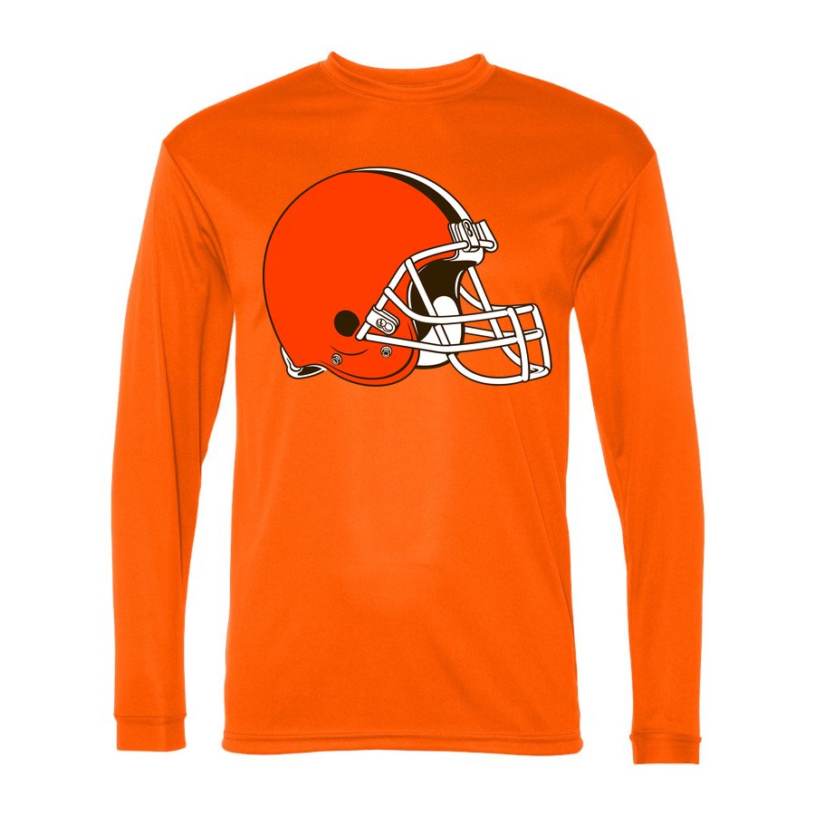 Men's Cleveland Browns Polyester Long Sleeve T-Shirt - Safety Orange