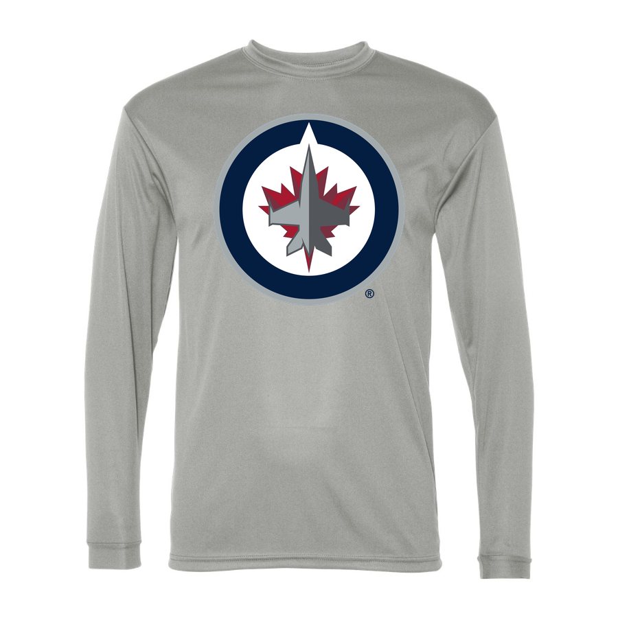 Men's Winnipeg Jets Polyester Long Sleeve T-Shirt - Silver