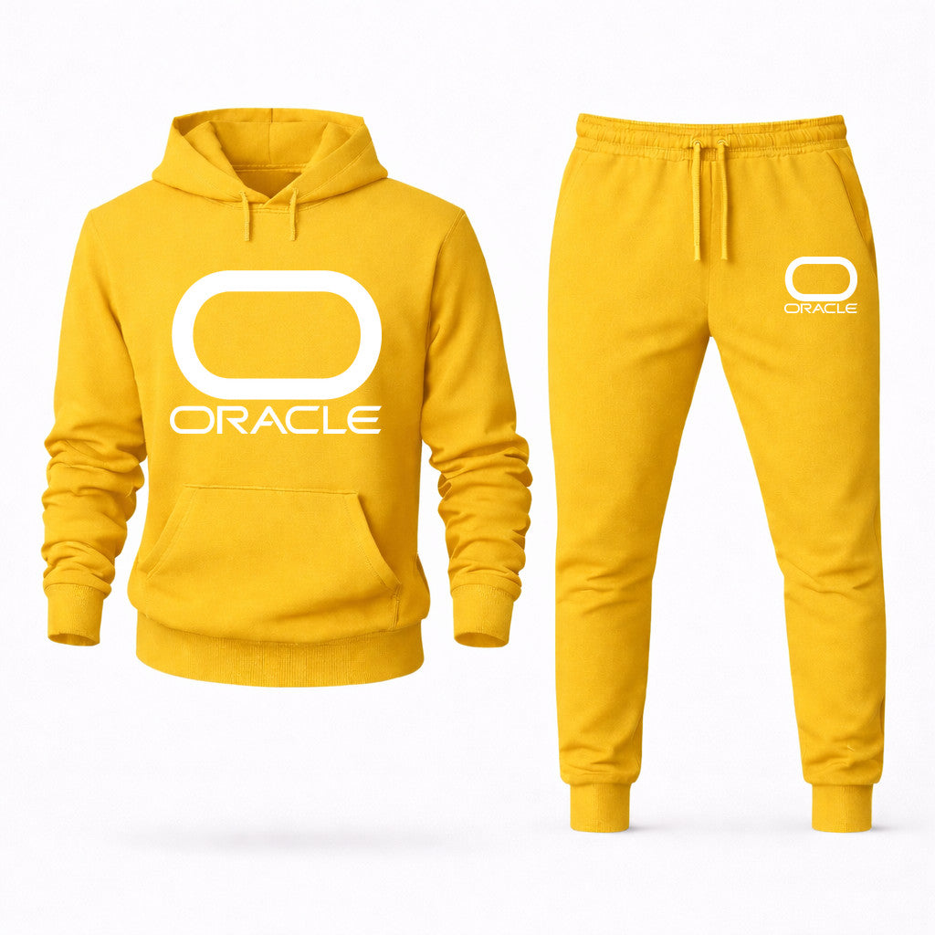 Oracle White Hoodie and Joggers Set - Yellow