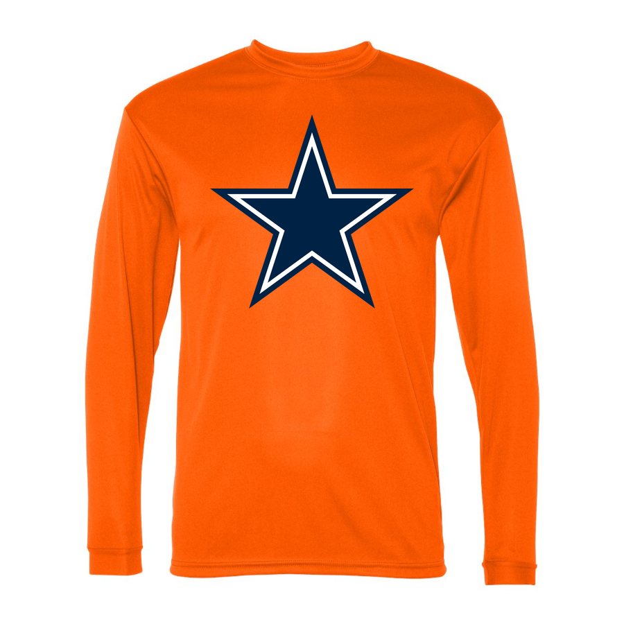 Men's Dallas Cowboys Polyester Long Sleeve T-Shirt - Safety Orange