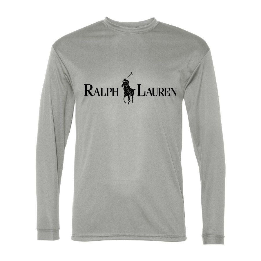 Men's Polo Ralph Lauren Black Logo Polyester Long Sleeve T-Shirt - Silver