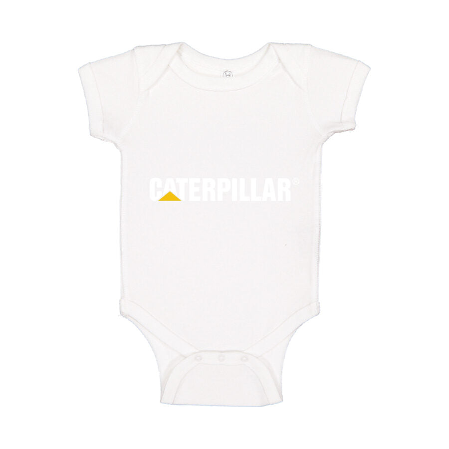 Caterpillar White Logo Baby Romper Onesie - White
