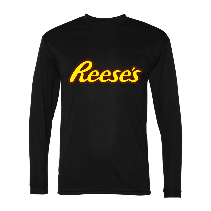 Men's Reeses food Polyester Long Sleeve T-Shirt - Black