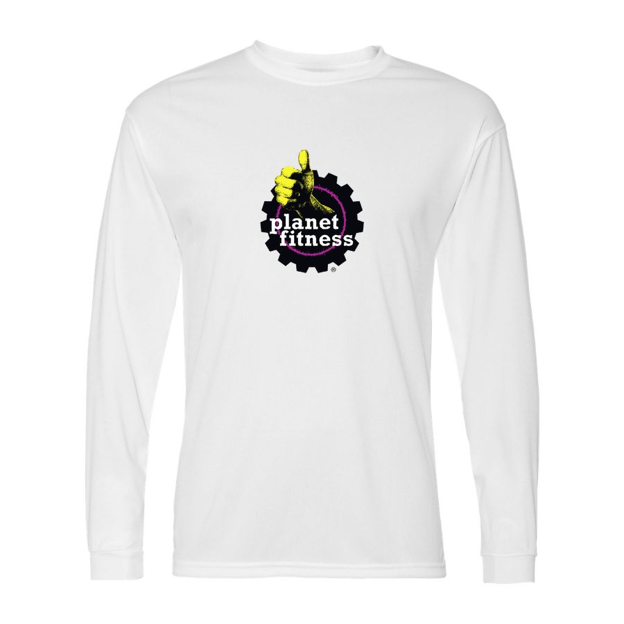 Men's Planet Fitness Polyester Long Sleeve T-Shirt - White