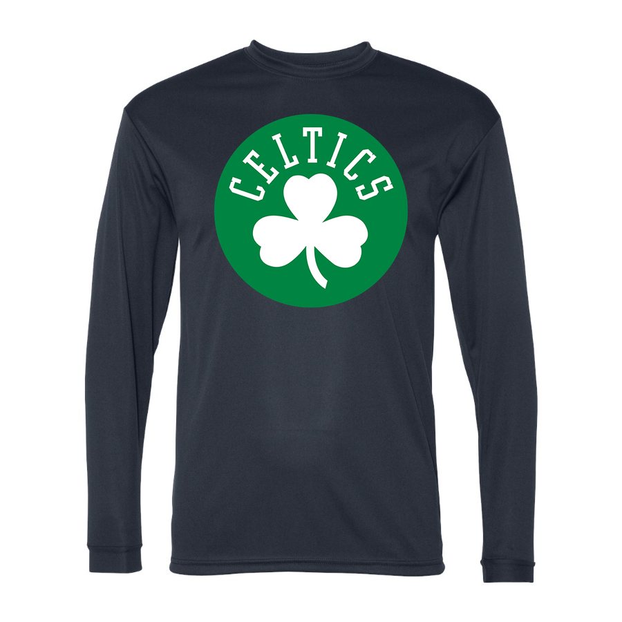 Men's Boston Celtics Polyester Long Sleeve T-Shirt - Navy
