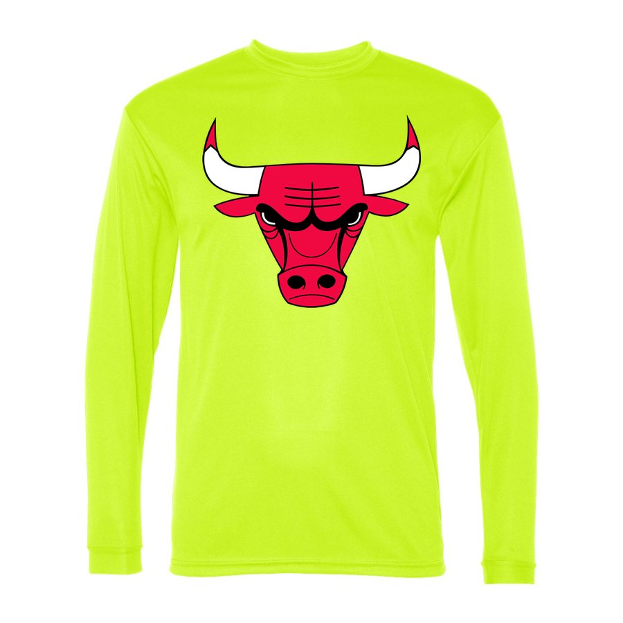 Men's Chicago Bulls Polyester Long Sleeve T-Shirt - Safety Yellow