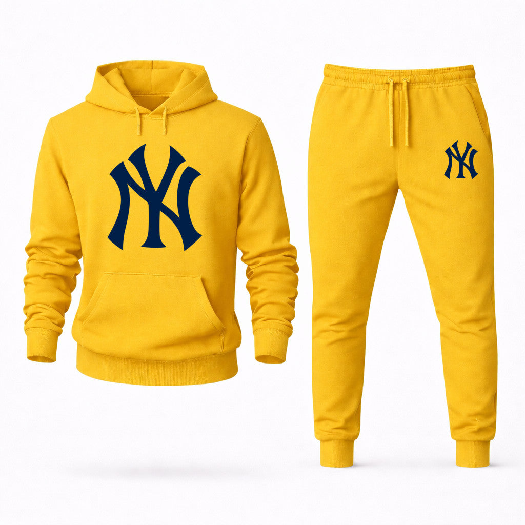New York Yankees Hoodie and Joggers Set - Yellow