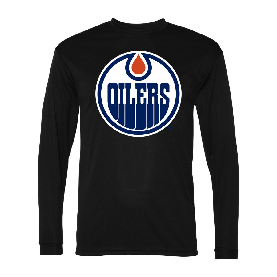 Men's Edmonton Oilers Polyester Long Sleeve T-Shirt - Black