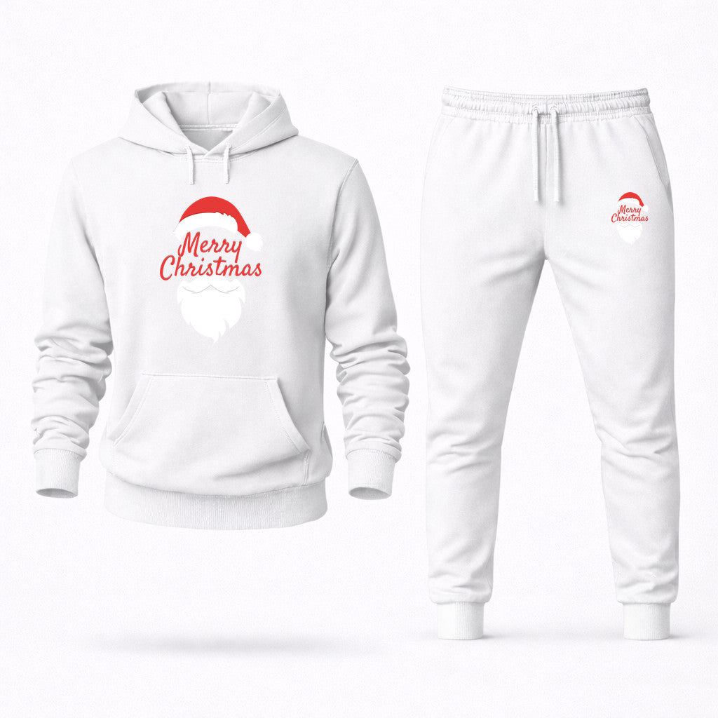 Merry Christmas Santa Claus Hoodie and Joggers Set - White