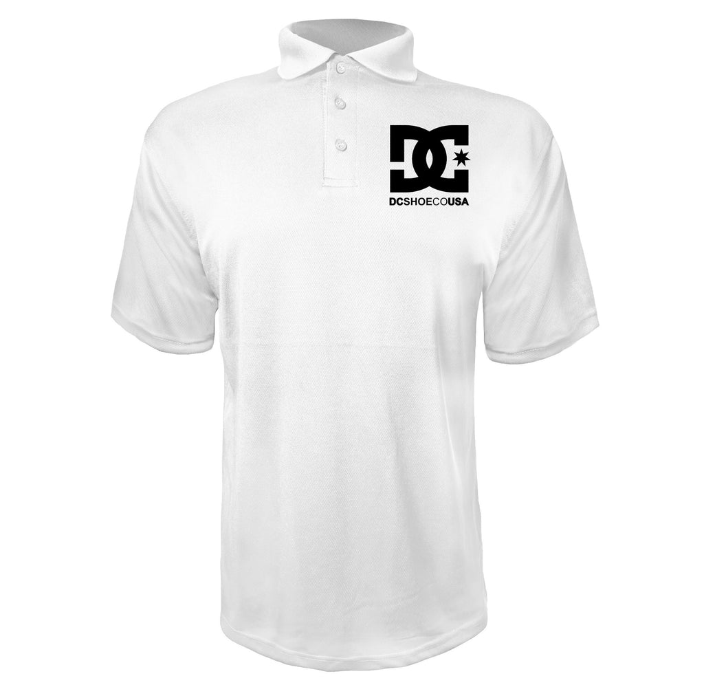 DC men's polyester polo in White