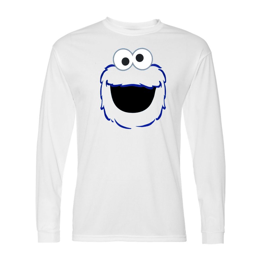 Men's Cookie Monster Polyester Long Sleeve T-Shirt - White