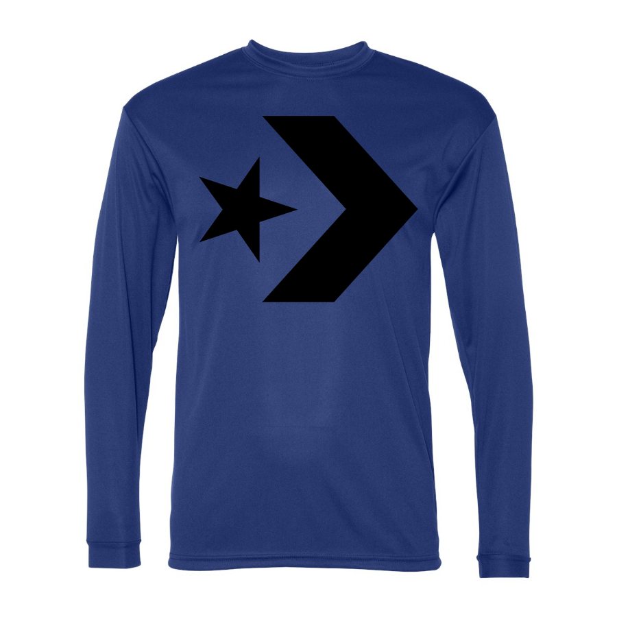 Men's Converse Polyester Long Sleeve T-Shirt - Royal Blue